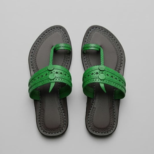 Karagiri  Green Fold | Women | Leather Kolhapuri Chappal