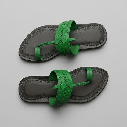 Karagiri  Green Fold | Women | Leather Kolhapuri Chappal