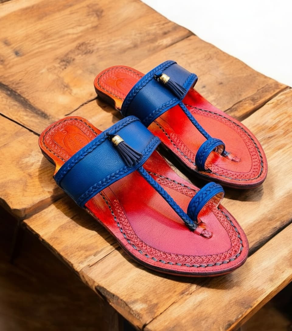 Karagiri Blue Brun | Women | Leather Kolhapuri Chappal