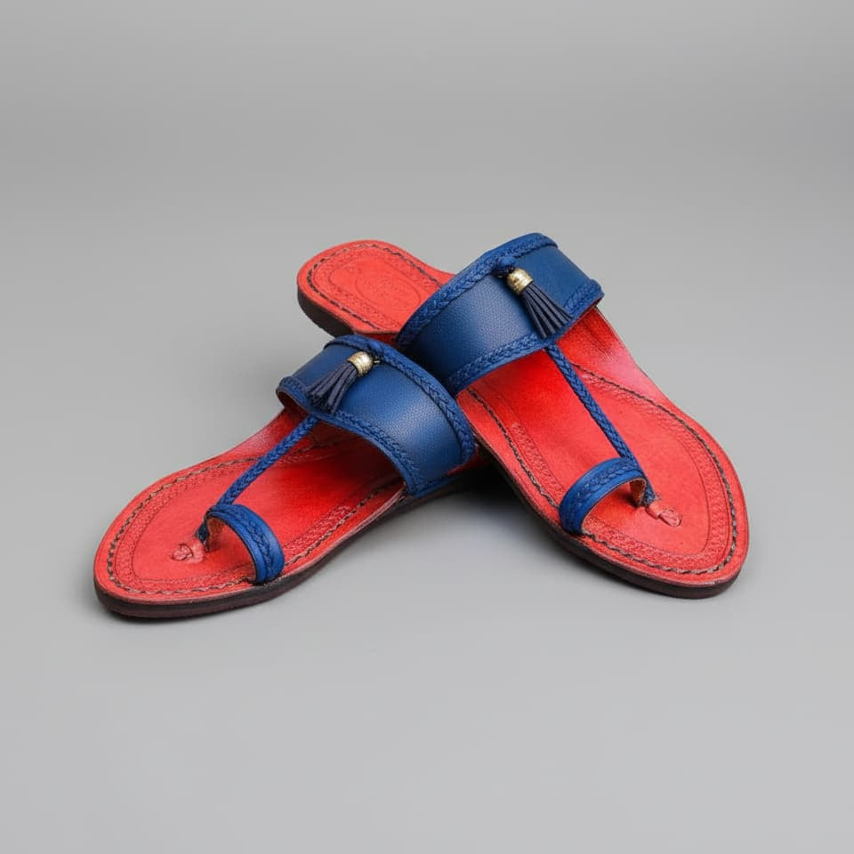 Karagiri Blue Brun | Women | Leather Kolhapuri Chappal
