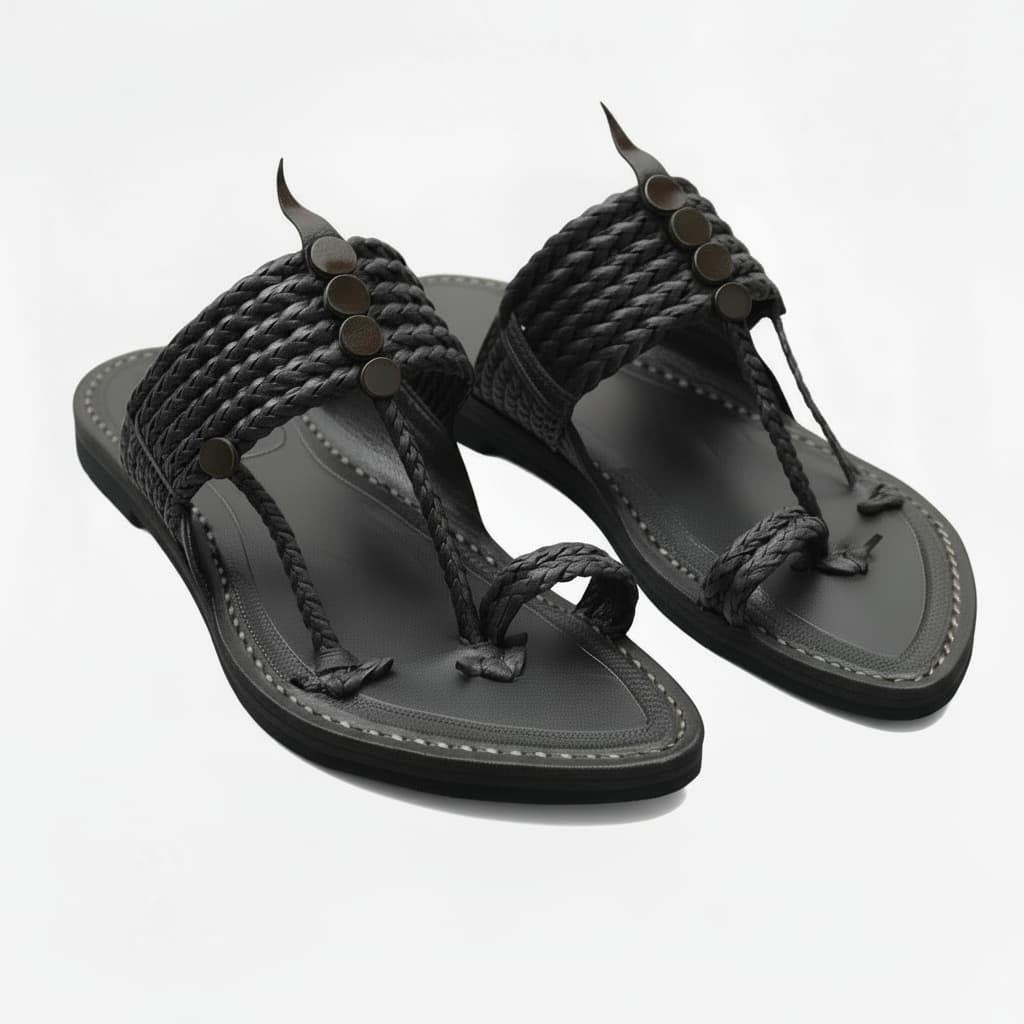 The String Dark Double | Black Kolhapuri