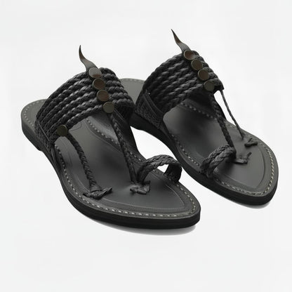 The String Dark Double | Black Kolhapuri