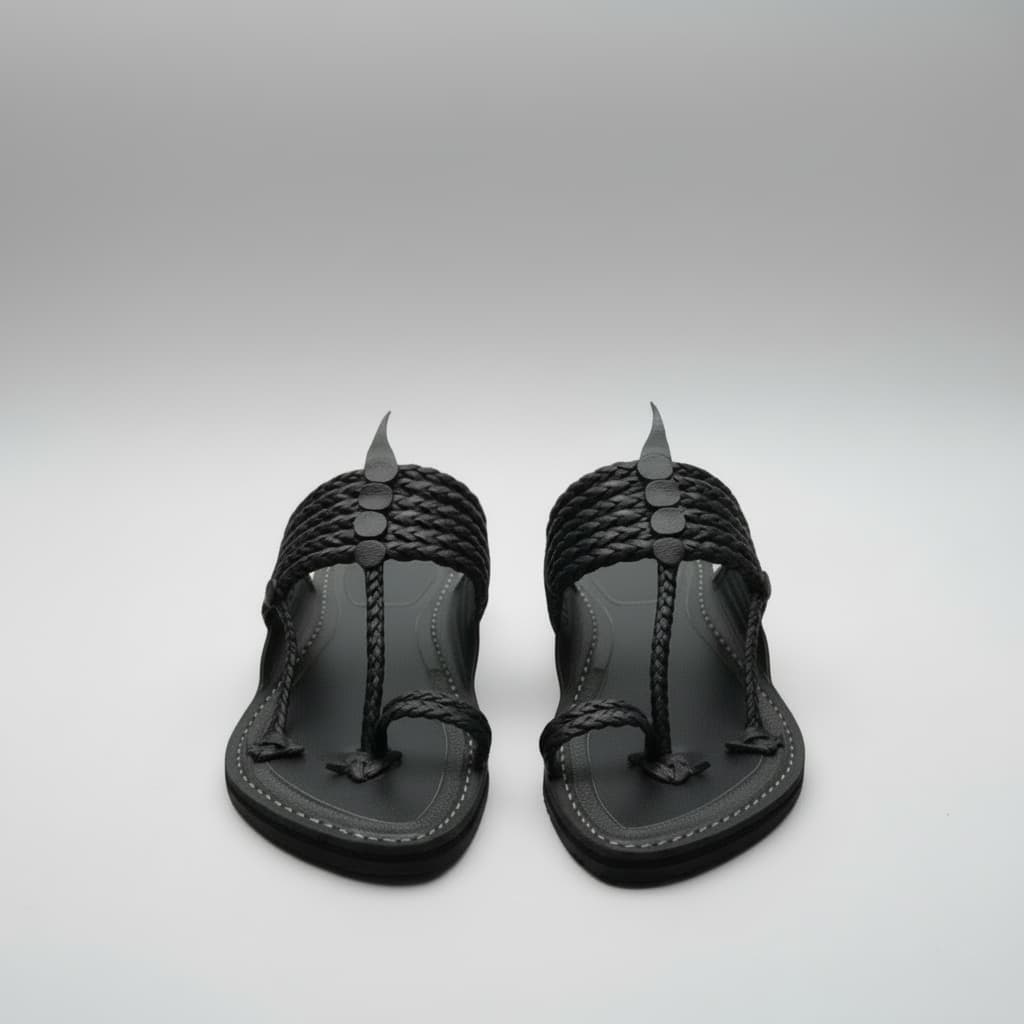 The String Dark Double | Black Kolhapuri