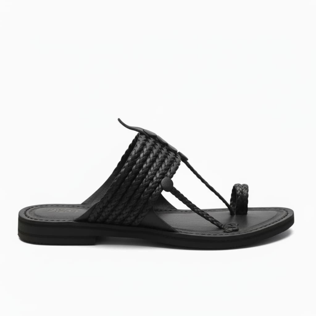 The String Dark Double | Black Kolhapuri