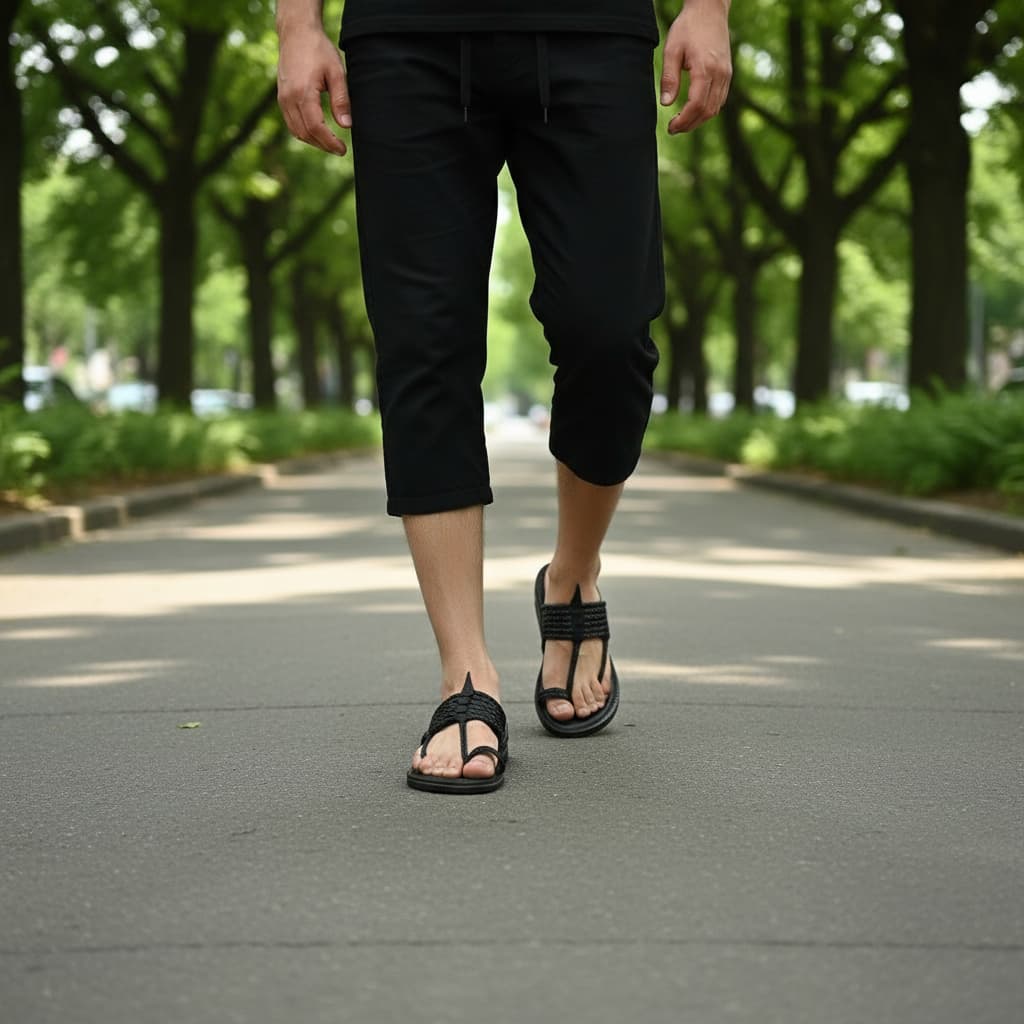 The String Dark Double | Black Kolhapuri