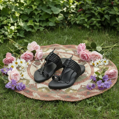 The String Dark Double | Black Kolhapuri