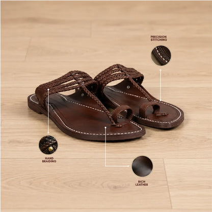 The Pointed Dark | Men | Leather Kolhapuri Chappal