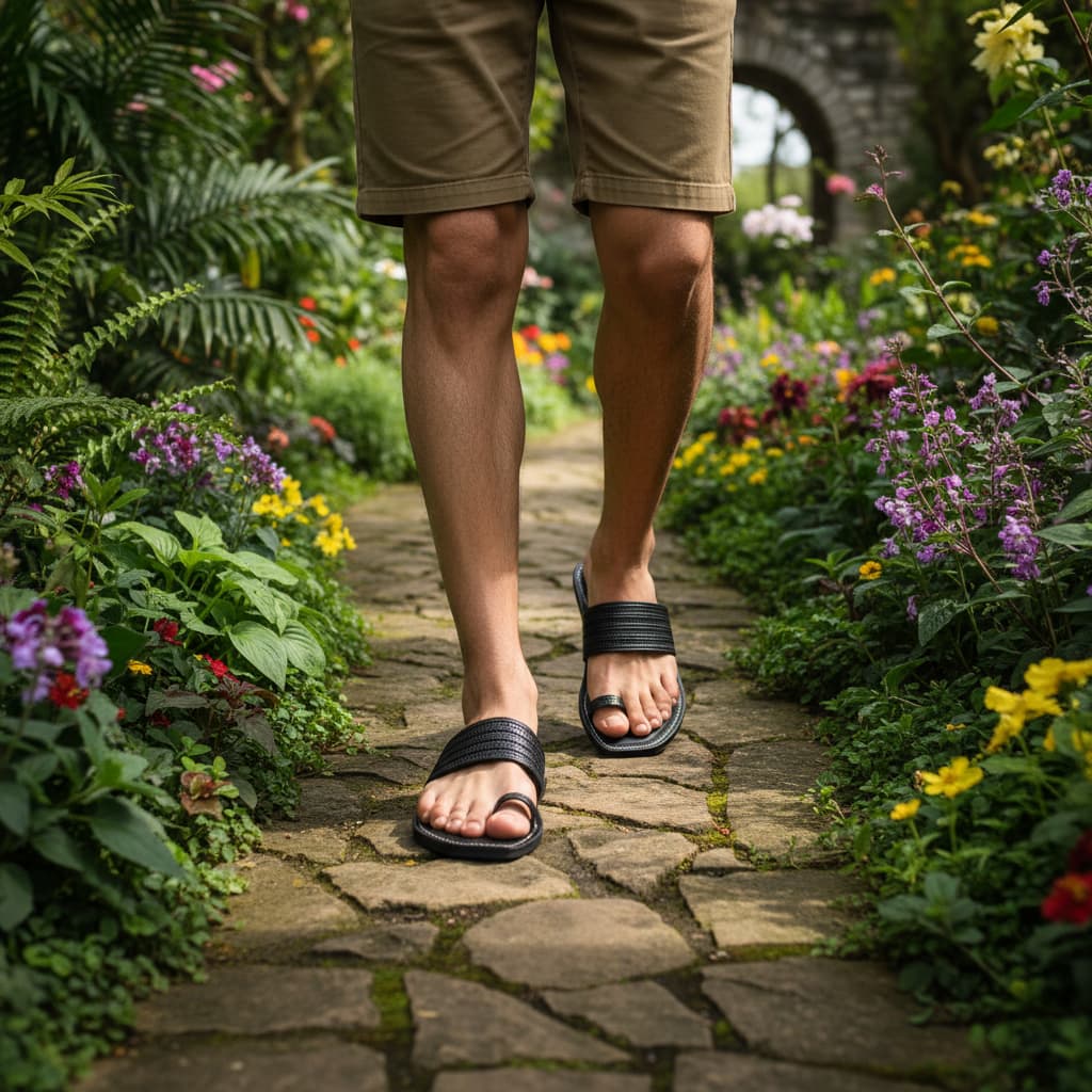 The Toe | Men | Leather Kolhapuri Chappal | Black