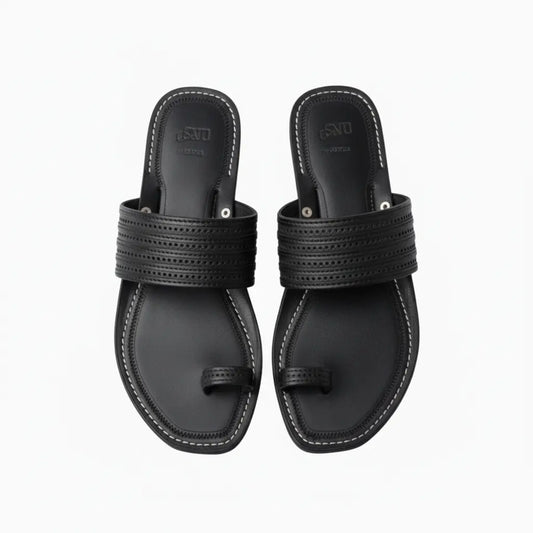 The Toe | Men | Leather Kolhapuri Chappal | Black