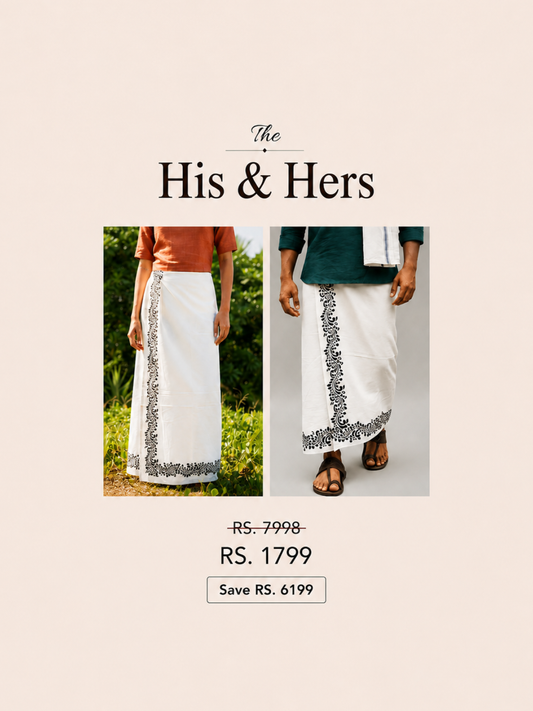 Kora Khaadi Dhoti Lungi Wraps Women + Pancha Wrap Men