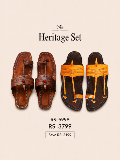 The Classic+Double Contrast Kolhapuri Chappal Men