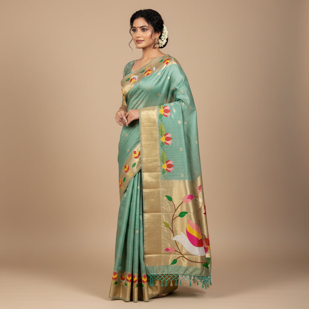 Decorative fabric with peacock design on a white background