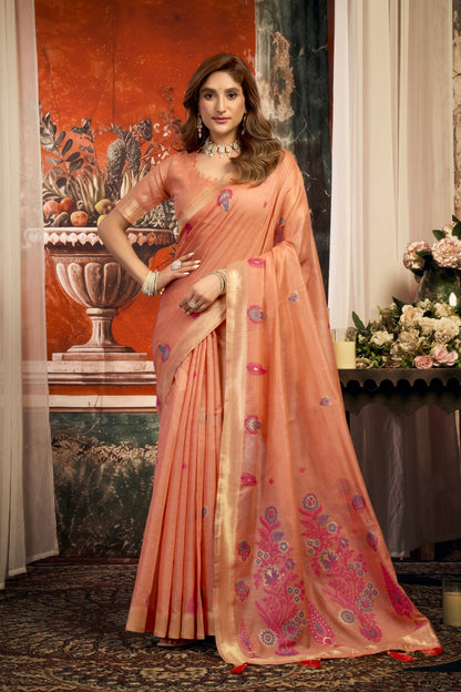 Elegant Pure Cotton Saree with Zari Border & Designer Tassel Pallu