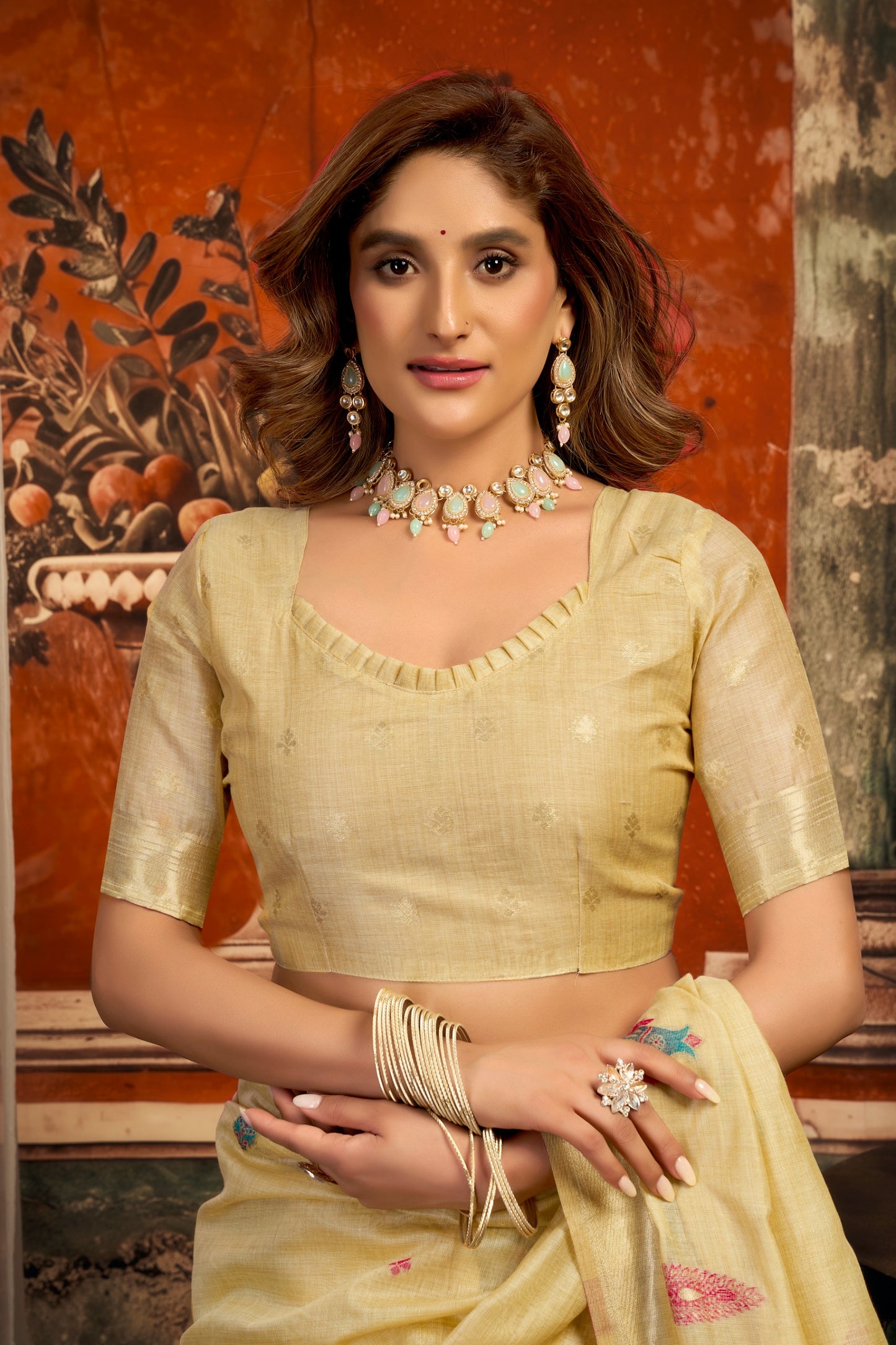 Elegant Pure Cotton Saree with Zari Border & Designer Tassel Pallu