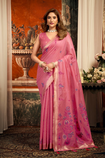 Elegant Pure Cotton Saree with Zari Border & Designer Tassel Pallu