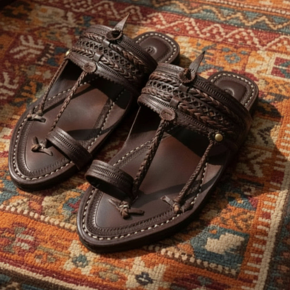 The Double Dark | Men |  Leather Kolhapuri Chappal