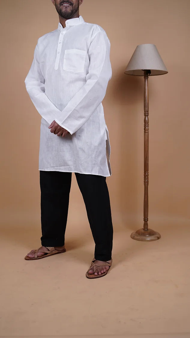 Khadi White Kurta - Long Sleeves