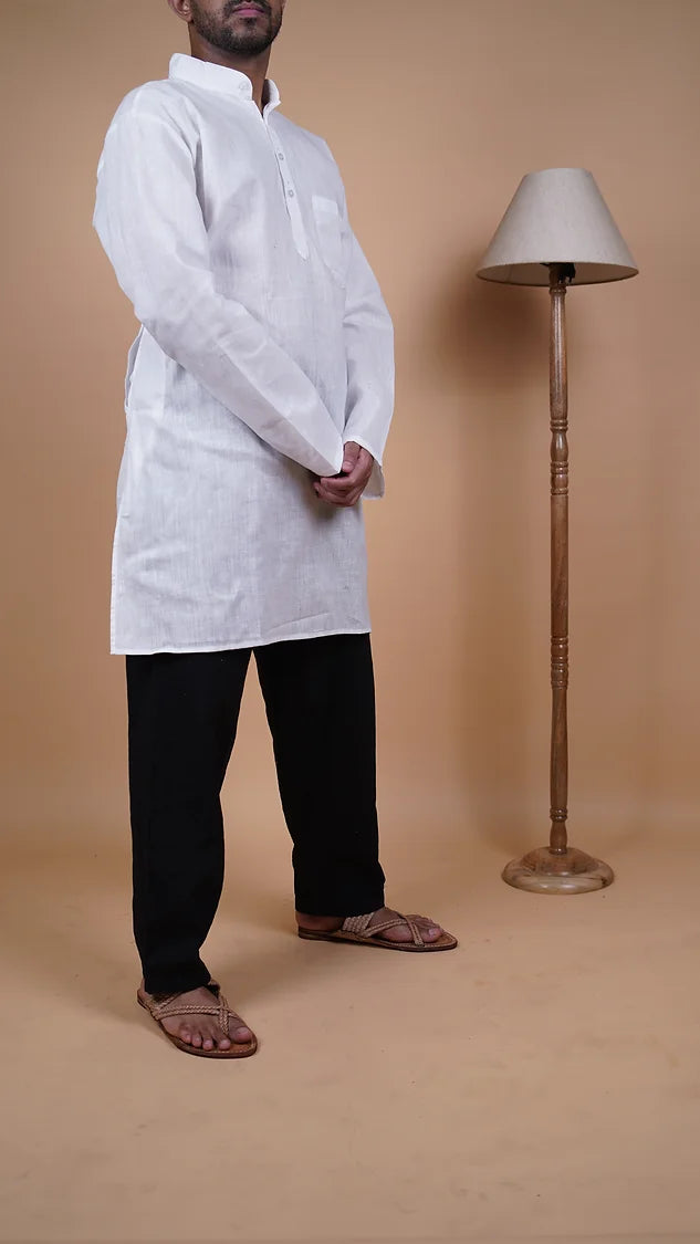 Khadi White Kurta - Long Sleeves