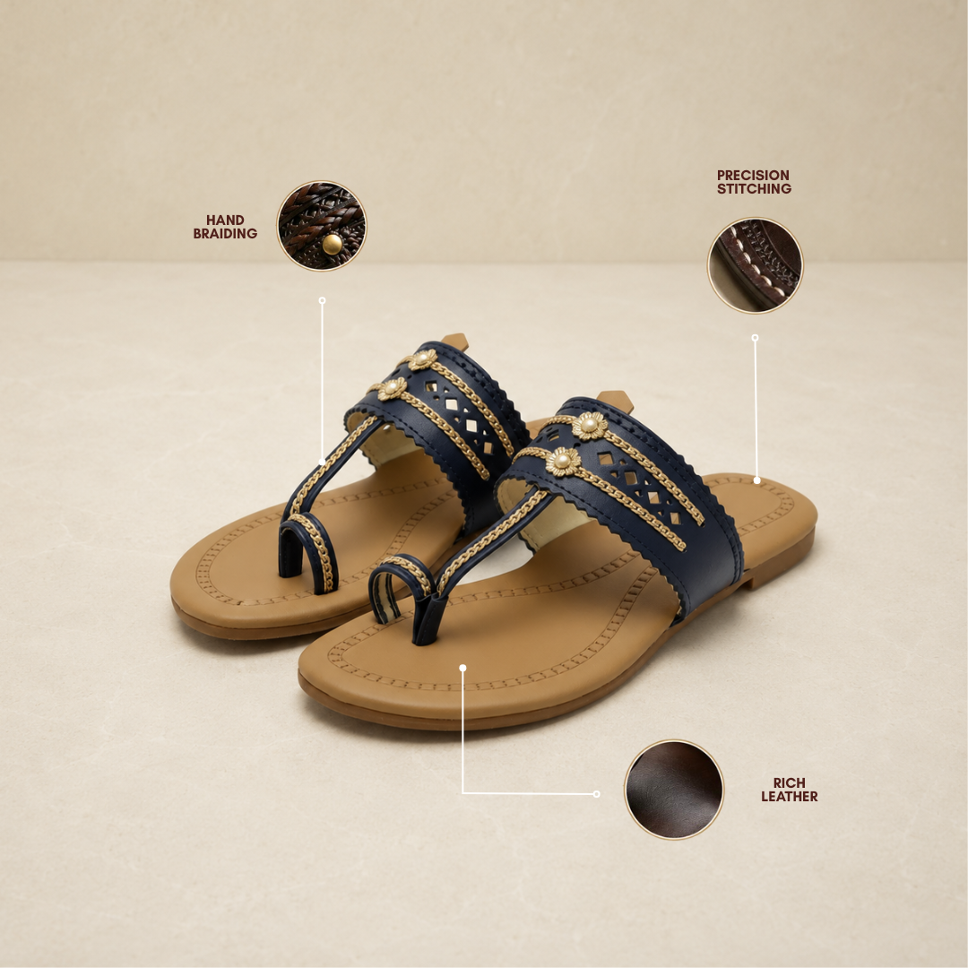 Women Kolhapuri | Flat Steps Super Soft Kols by NIIRA| Stylish & Comfortable | Handmade by Local Artisans