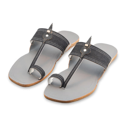 Korakari Denim Charm Kolhapuri Chappal for Men