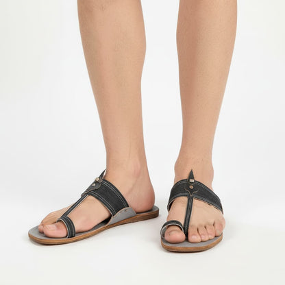 Korakari Denim Charm Kolhapuri Chappal for Men