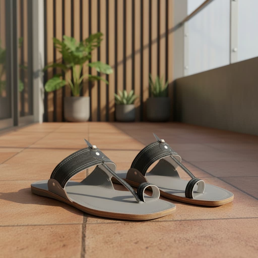 Korakari Denim Charm Kolhapuri Chappal for Men