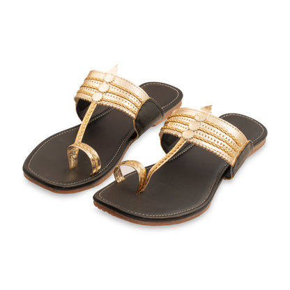 Korakari Golden Glow Walkers Kolhapuri Chappal for Women