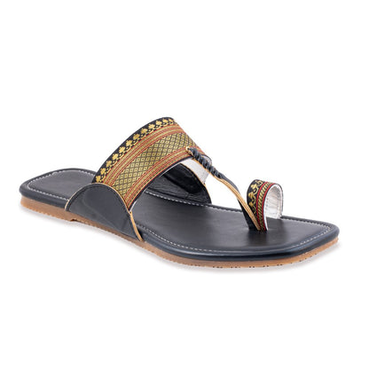 Black Kolhapuri Chappal for Women