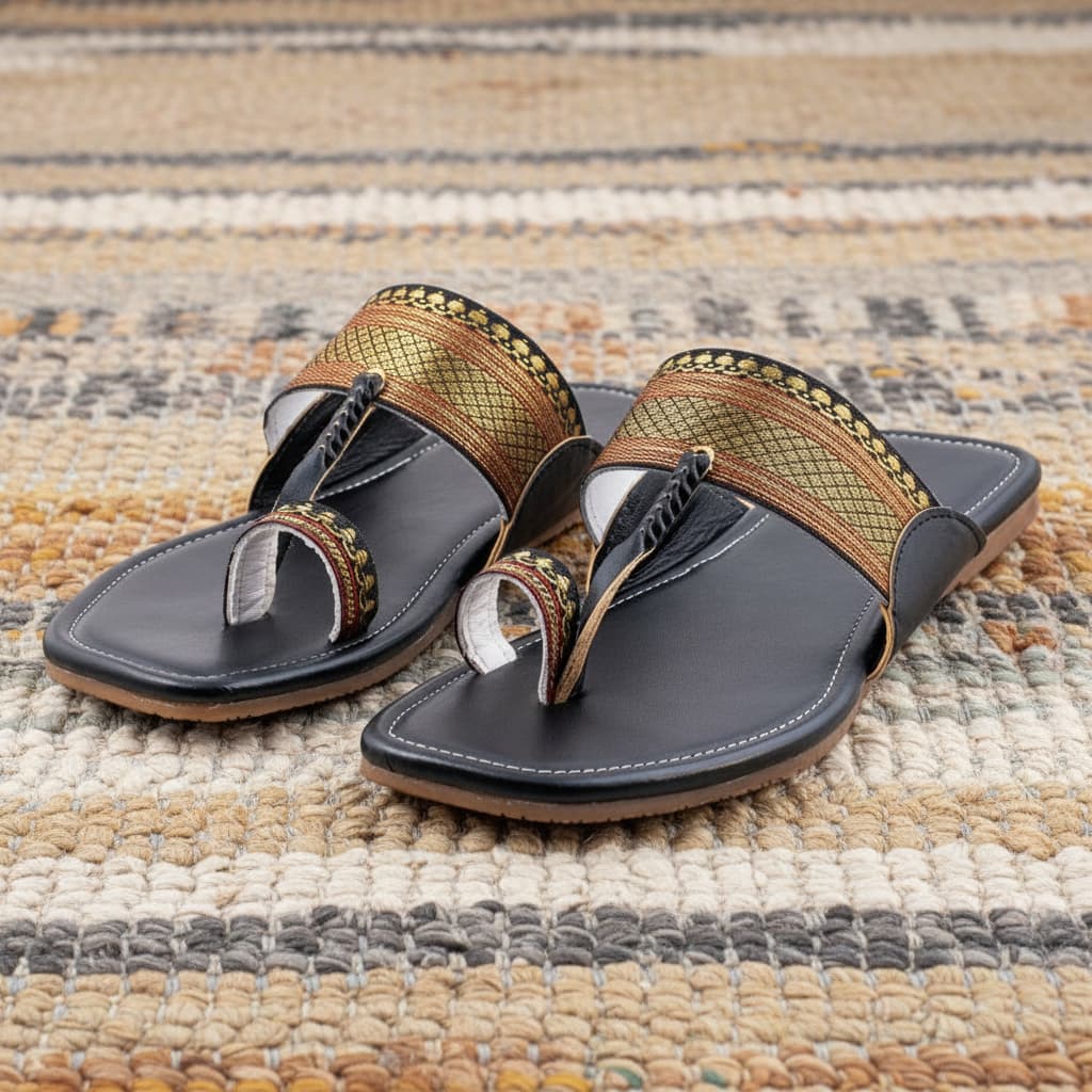 Korakari Ebony Black | Women | Kolhapuri Chappal