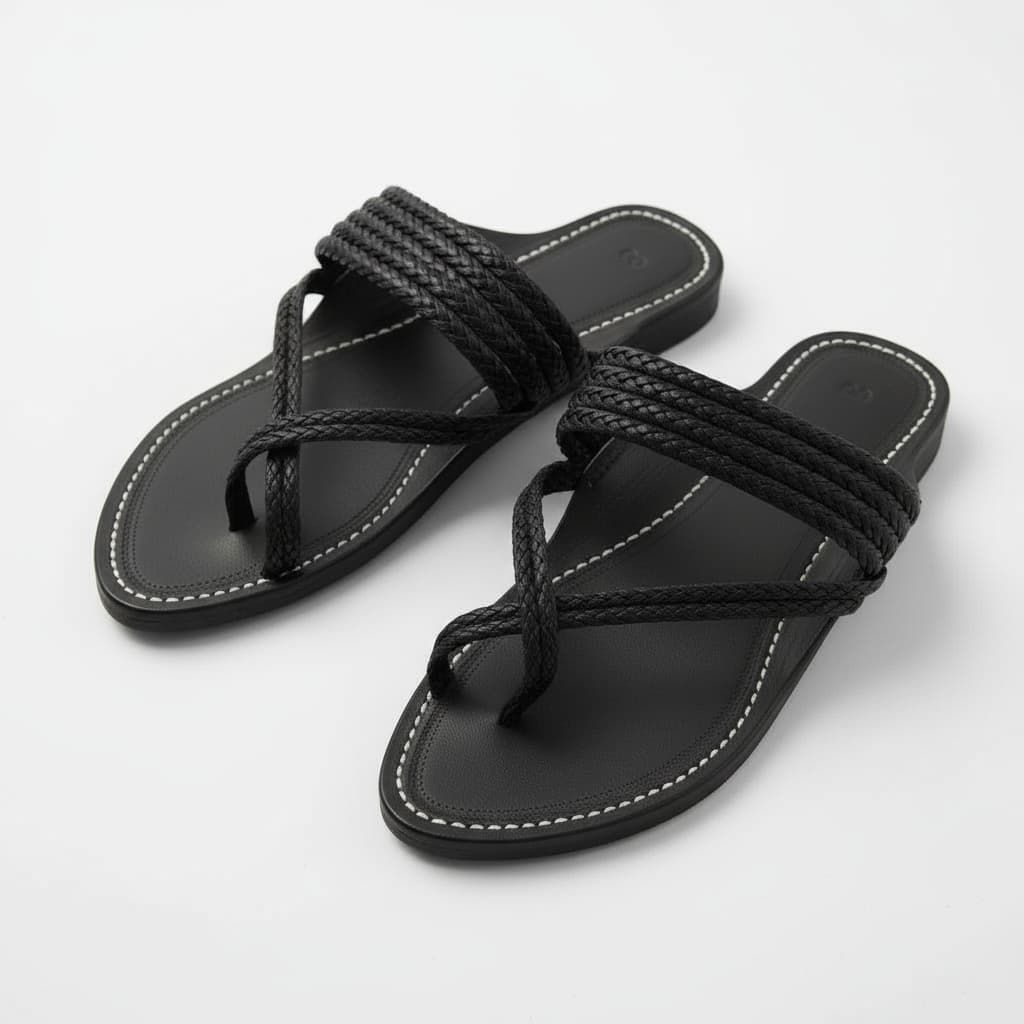 Nots & Cross | Men | Leather Kolhapuri Chappal | Black