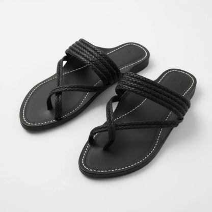 Nots & Cross | Men | Leather Kolhapuri Chappal | Black