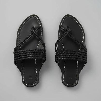 Nots & Cross | Men | Leather Kolhapuri Chappal | Black