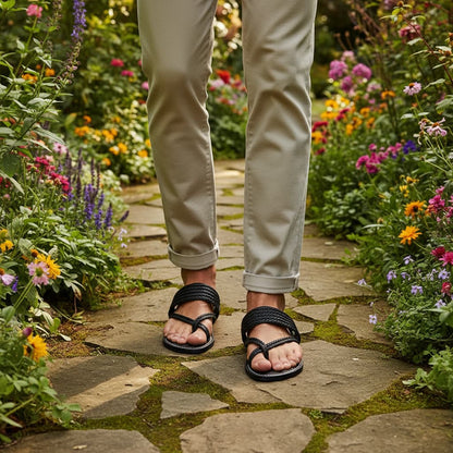 Nots & Cross | Men | Leather Kolhapuri Chappal | Black