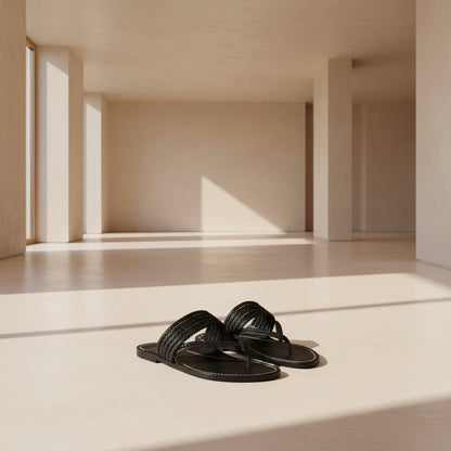 Nots & Cross | Men | Leather Kolhapuri Chappal | Black