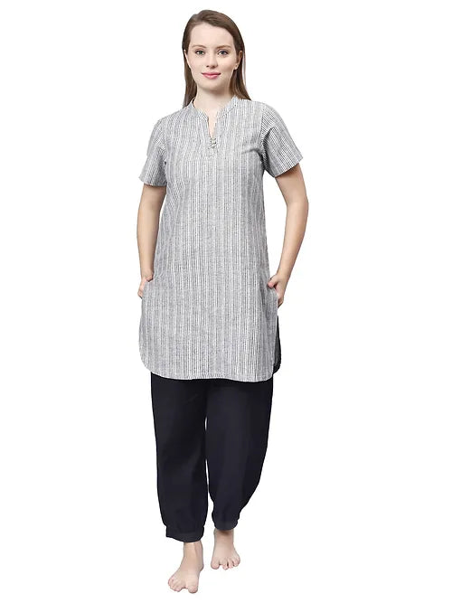 Ethno Fit for Women - Fusion Chinos and Long Kurta Set