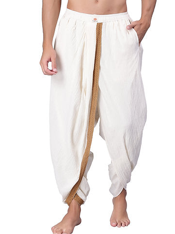 Dhoti Drapers with Border for Men White