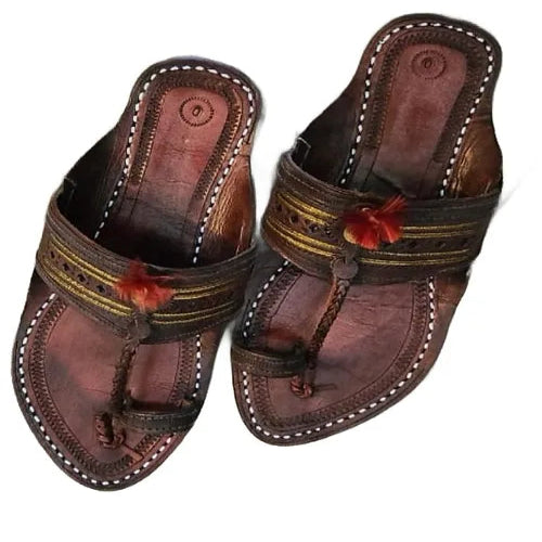 The Royal Classic Dark Kolhapuri Chappal