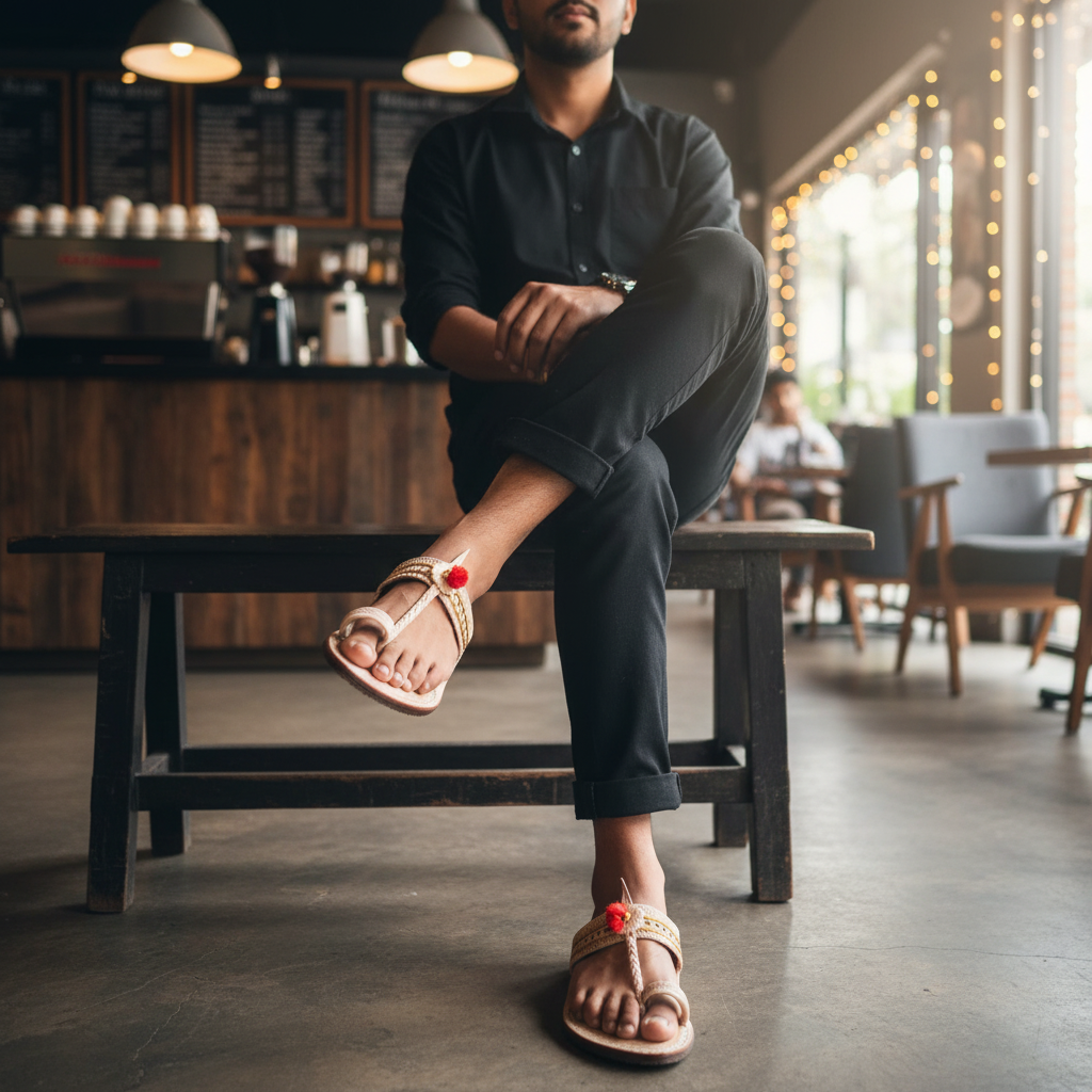 Rajaram | Men | Leather Kolhapuri Chappal