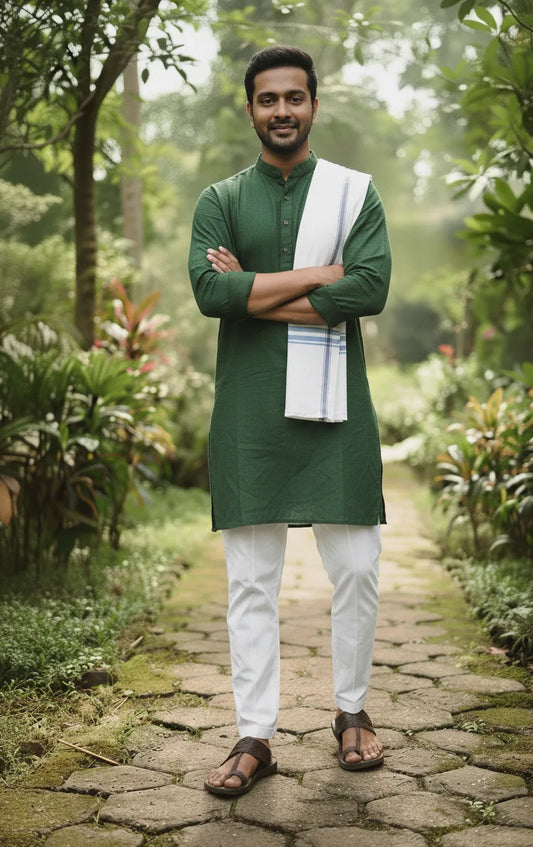 Men’s Pure Khaadi Cotton Long Sleeve Kurta: Classic, Breathable & Ethically Made