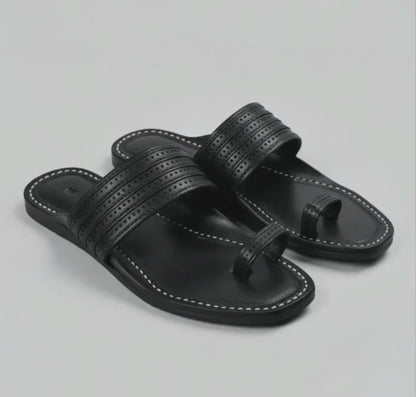 The Toe | Men | Leather Kolhapuri Chappal | Black