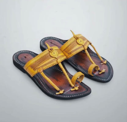 Double Contrast | Men | Leather Kolhapuri Chappal