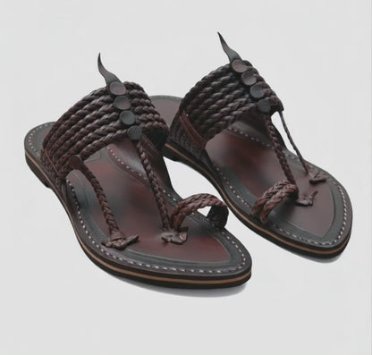 The String Dark Double | Men | Leather Kolhapuri Chappal