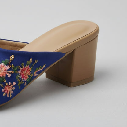 Chandni  - Blue Heeled Mule