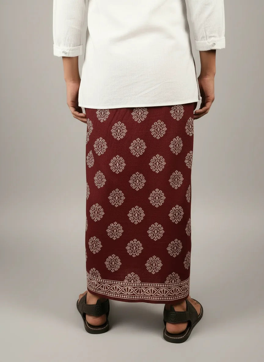Kora Khaadi Dhoti Floral| Motif |Utsav| Lungi | Veshti | Pancha Wrap