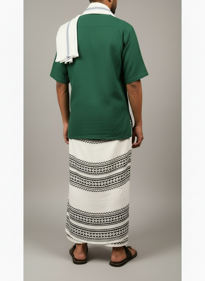 Kora Khaadi Dhoti - Lungi | Veshti | Pancha Wrap - White