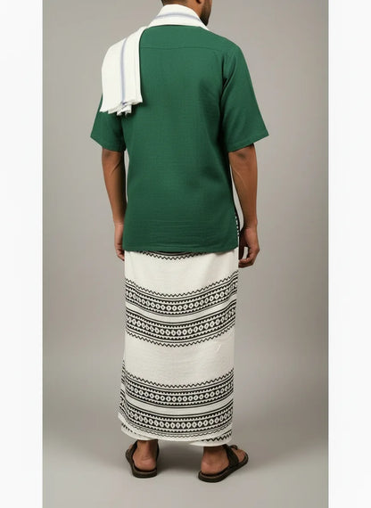 Kora Khaadi Dhoti - Lungi | Veshti | Pancha Wrap - White