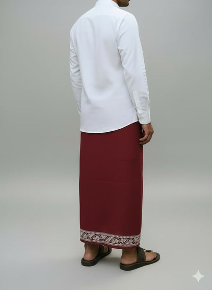 Kora Khaadi Dhoti - Lungi | Veshti | Pancha Wrap - Maroon